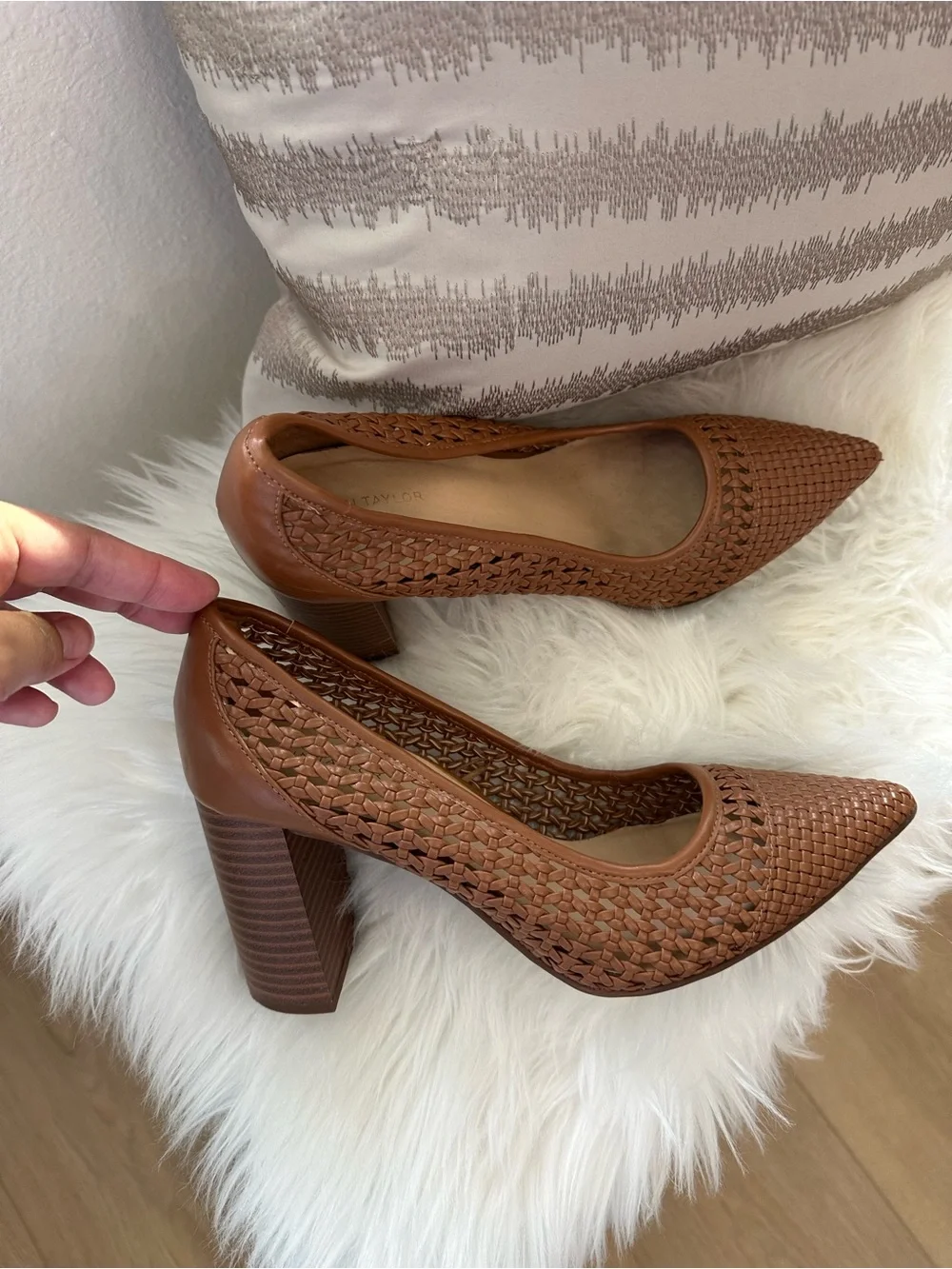 Ann Taylor Women's Woven Leather Shoes Tan